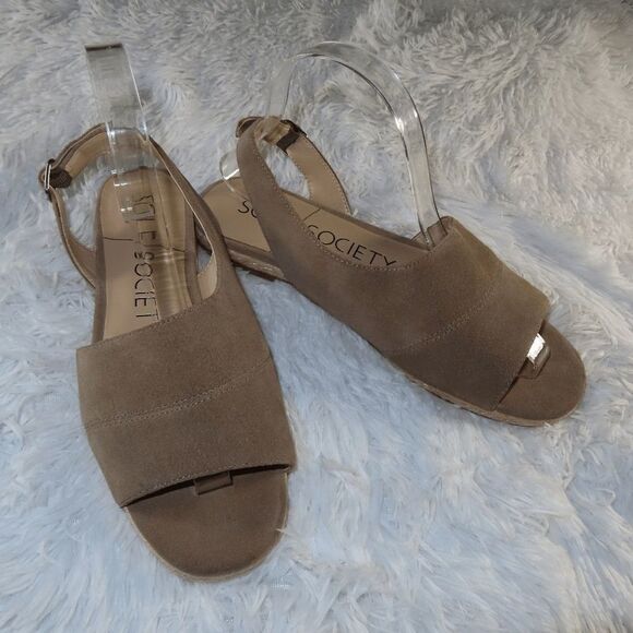 Sole Society Women’s Dolven Dune Cow Suede Back Strap Sandals Size 9 - Picture 3 of 6
